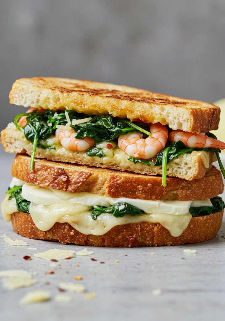 Shrimp and Spinach Sourdough Melt