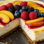 Summer Berry and Peach Cheesecake