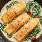 Tuscan Salmon with Parmesan Cream Sauce