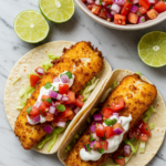 Fried Fish Tacos with Red Onion-Tomato Salsa