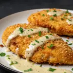 Crispy Parmesan Chicken with a Rich Garlic Sauce