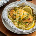 Salsa Verde Chicken and Rice Foil Packets