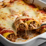 Baked Beef Cannelloni with Creamy Mozzarella Sauce