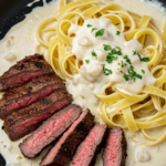 Creamy Garlic Steak Alfredo