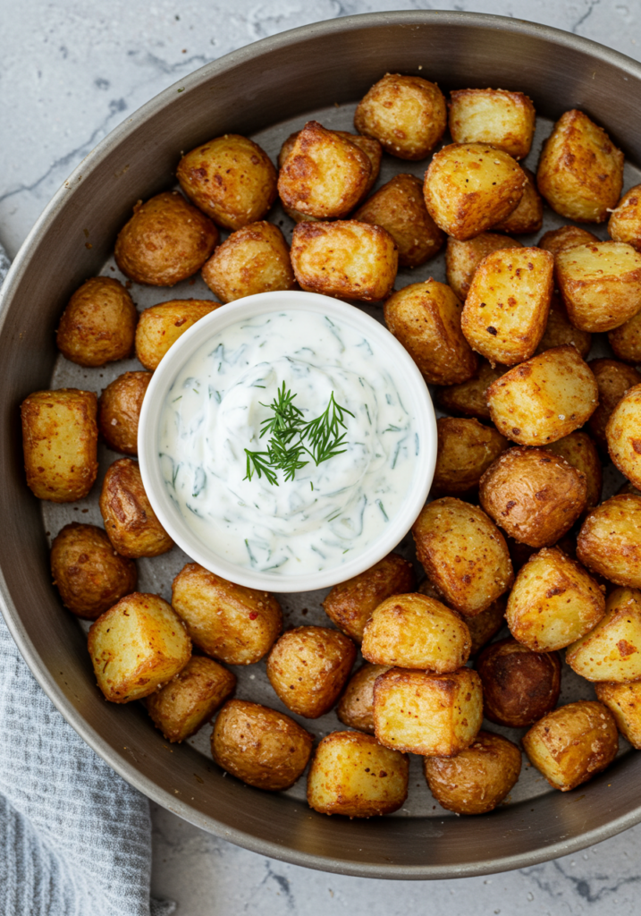 Crispy Potato Bites with Herb Yogurt Sauce